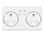 فيش كهرباء مزدوج بمفتاحين ثنائى القطب 13 أمبير  الفنار موديل غرناطة المقاس  7x14 اللون أبيض بحلقة كروم